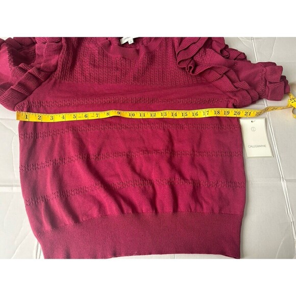Calligraphie Women’s Pullover Knit Sweater size XL ruffle short sleeve top - Picture 5 of 6